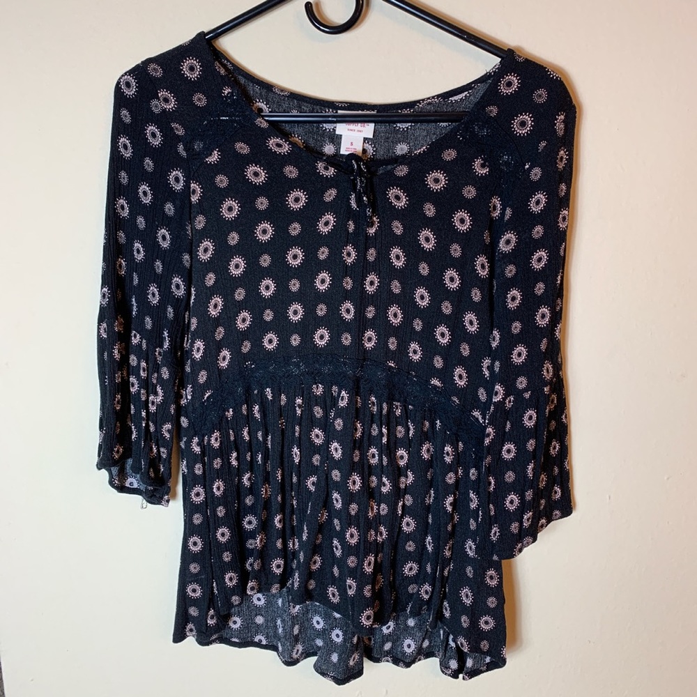 Boho balloon sleeve top